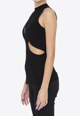 The Attico Cut-Out Sleeveless Rib Knit Top Black WCT248-KV001-100