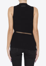 The Attico Cut-Out Sleeveless Rib Knit Top Black WCT248-KV001-100