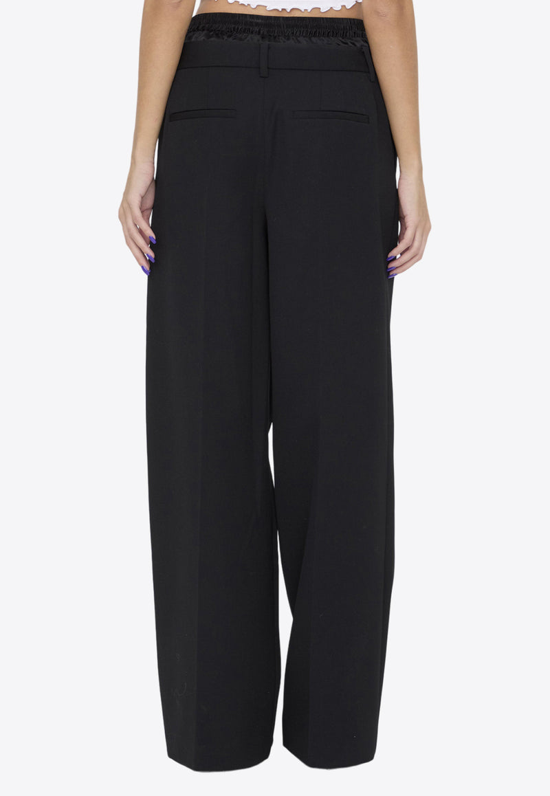 Alexander Wang Layered Wide-Leg Tailored Wool Pants Black 1WC1244674--001