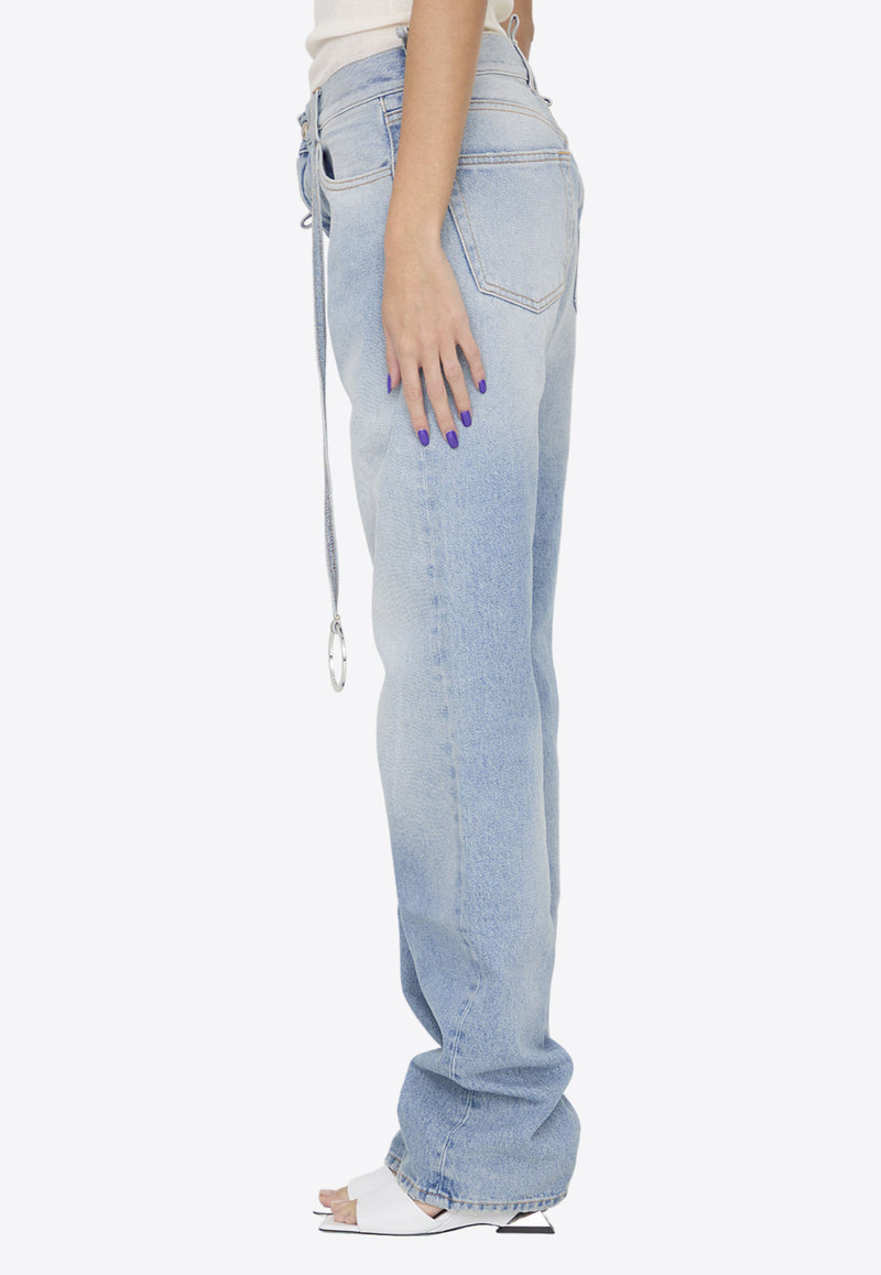 The Attico Basic Straight-Leg Embellished Jeans Blue WCP171-D073-024