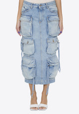 The Attico Utility Midi Denim Skirt Blue WCS189-D073-024