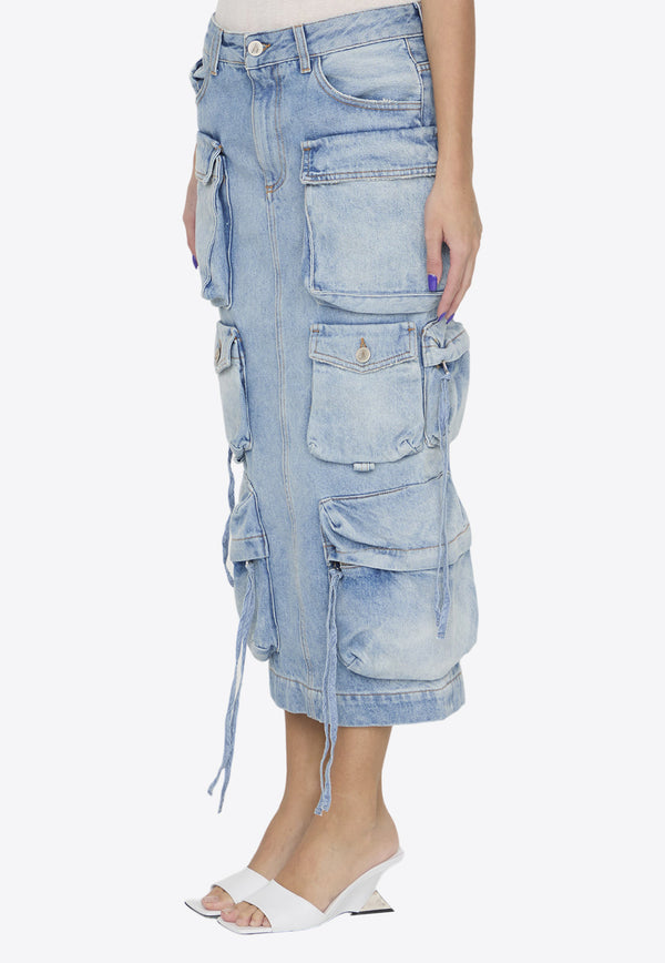 The Attico Utility Midi Denim Skirt Blue WCS189-D073-024