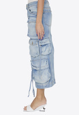 The Attico Utility Midi Denim Skirt Blue WCS189-D073-024