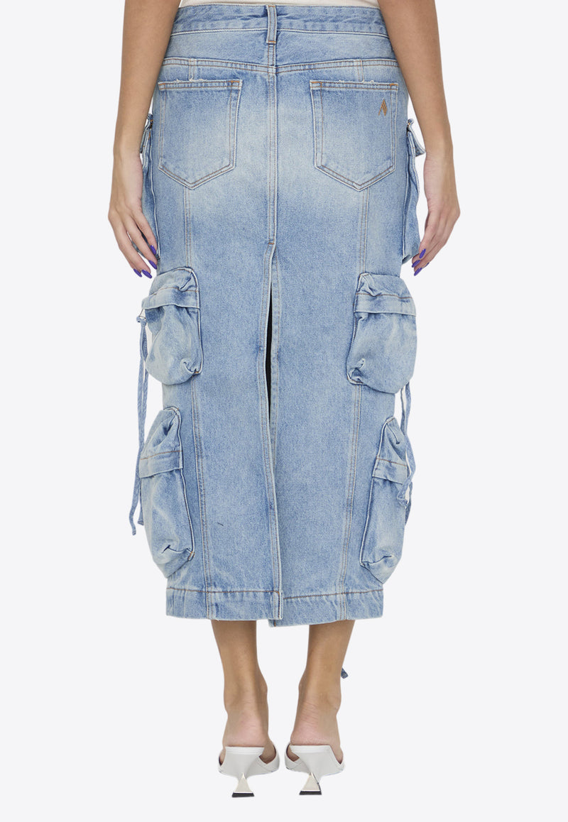 The Attico Utility Midi Denim Skirt Blue WCS189-D073-024