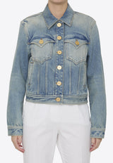 Balmain Washed Denim Jacket Blue CF1TC130DE04--6FF