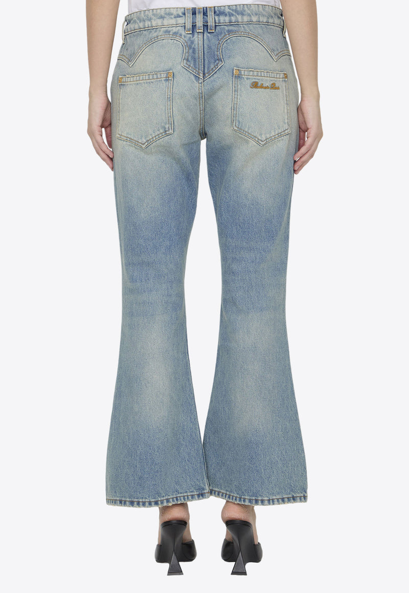 Balmain Western Boot-Cut Jeans Blue CF1MJ120DE04--6FF