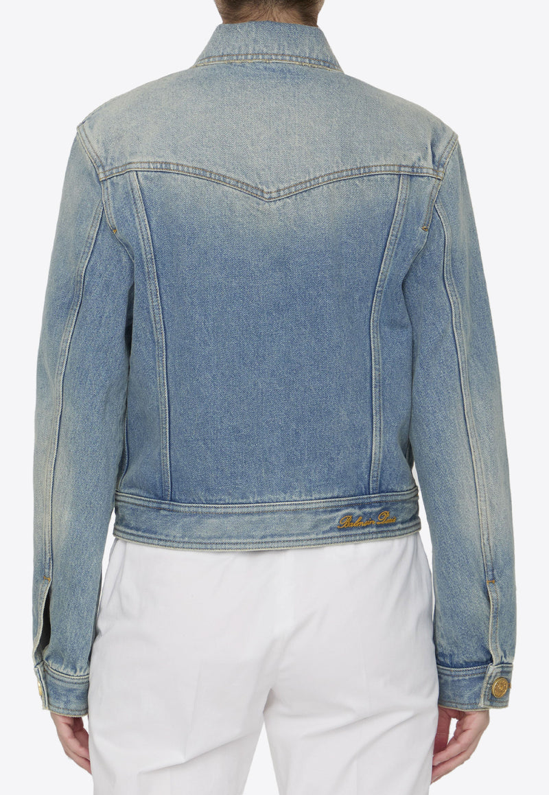 Balmain Washed Denim Jacket Blue CF1TC130DE04--6FF