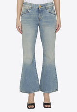 Balmain Western Boot-Cut Jeans Blue CF1MJ120DE04--6FF