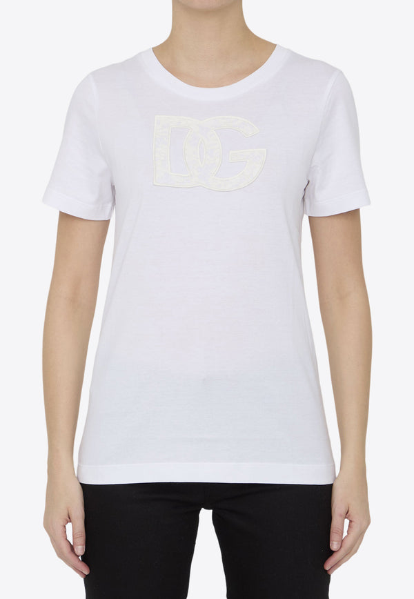 Dolce 
Gabbana Lace Logo Short-Sleeved T-shirt F8M68Z-GDB90-W0800