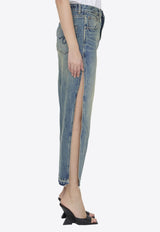 R13 Devon Side-Slit Denim Midi Skirt Blue R13WD102--D173A