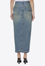 R13 Devon Side-Slit Denim Midi Skirt Blue R13WD102--D173A