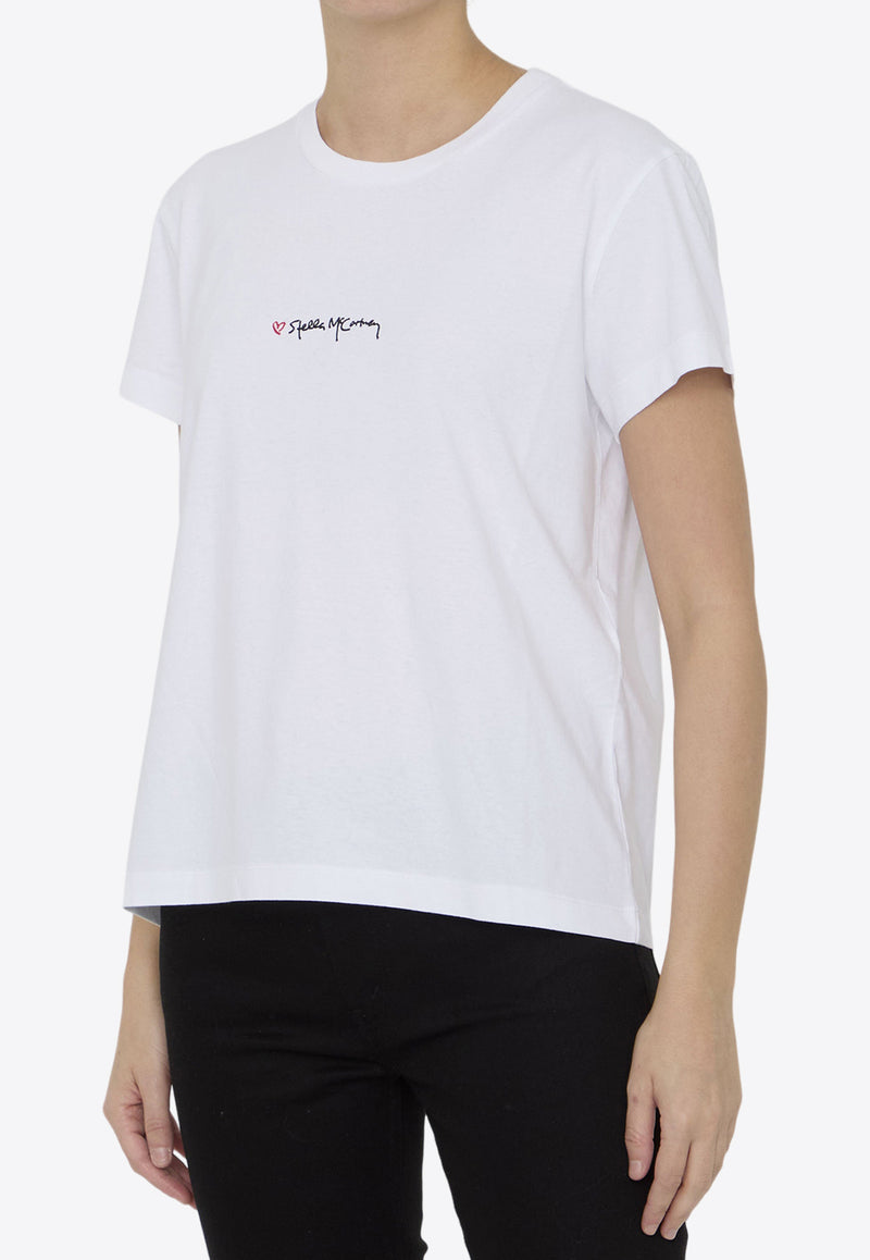 Stella McCartney Iconics Love Logo Embroidered T-shirt White 6J0273-3SPY52-9000