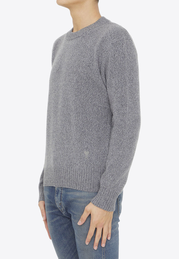 AMI PARIS Knitted Cashmere Sweater Gray HKS127-055-GRIS CHINE