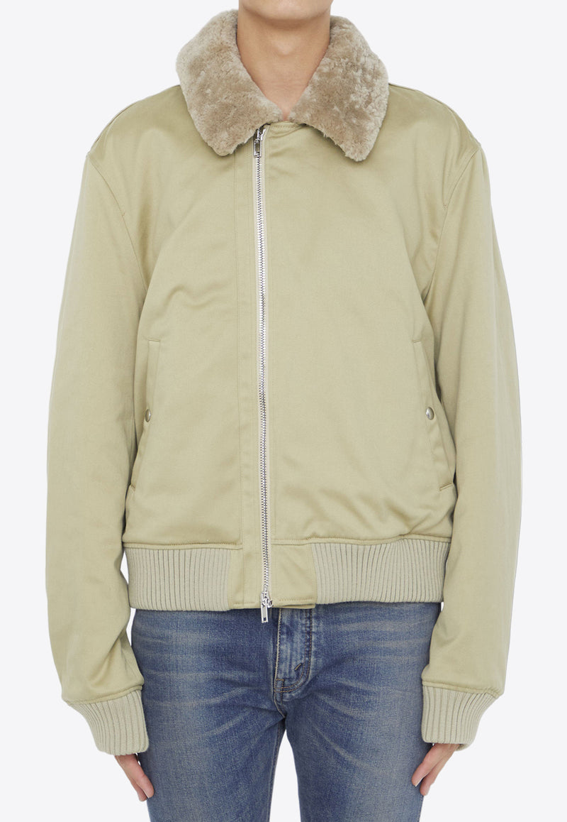 Burberry Shearling-Trimmed Bomber Jacket Beige 8077138--B7311