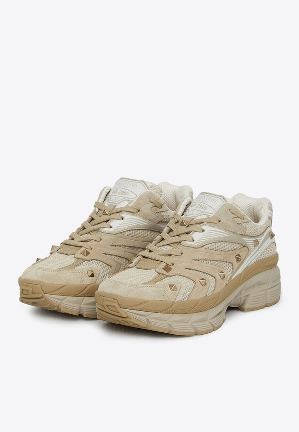 Valentino MS-2960 Low-Top Paneled Sneakers Beige 3Y2S0F57-HTK-MXY