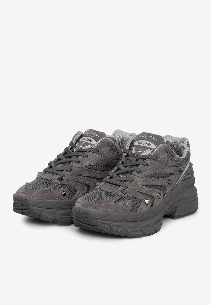 Valentino MS-2960 Low-Top Paneled Sneakers Gray 3Y2S0F57-HTK-ML6