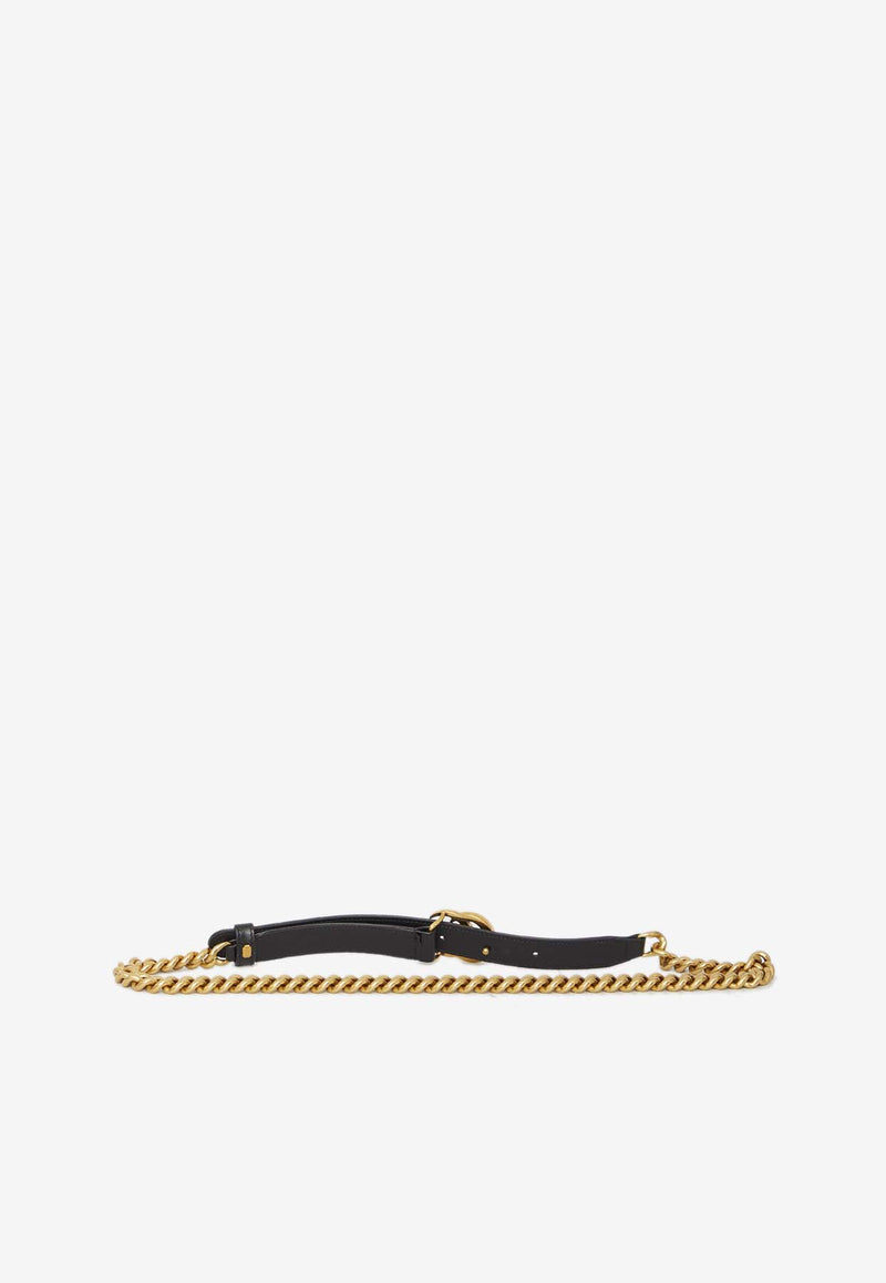 Gucci GG Marmont Chain and Leather Belt Black 760168-0YAQT-1173