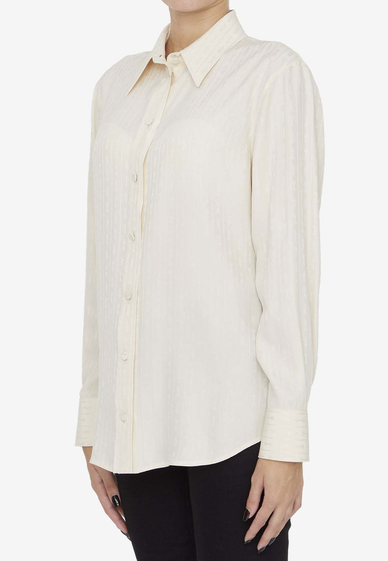 Gucci Silk Jacquard Long-Sleeved Shirt Cream 770319-ZAOOH-9054