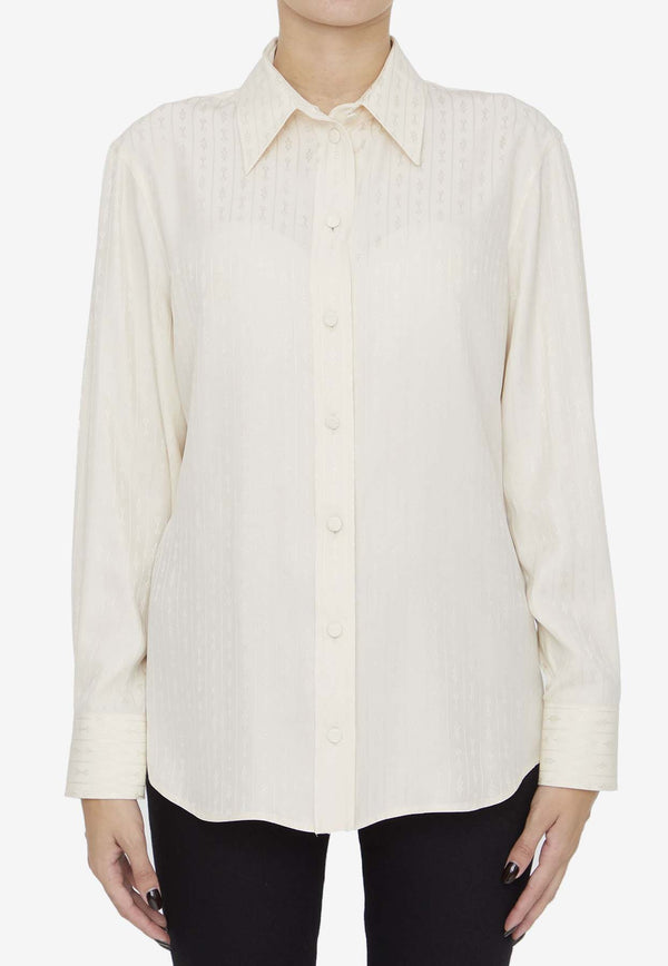 Gucci Silk Jacquard Long-Sleeved Shirt Cream 770319-ZAOOH-9054