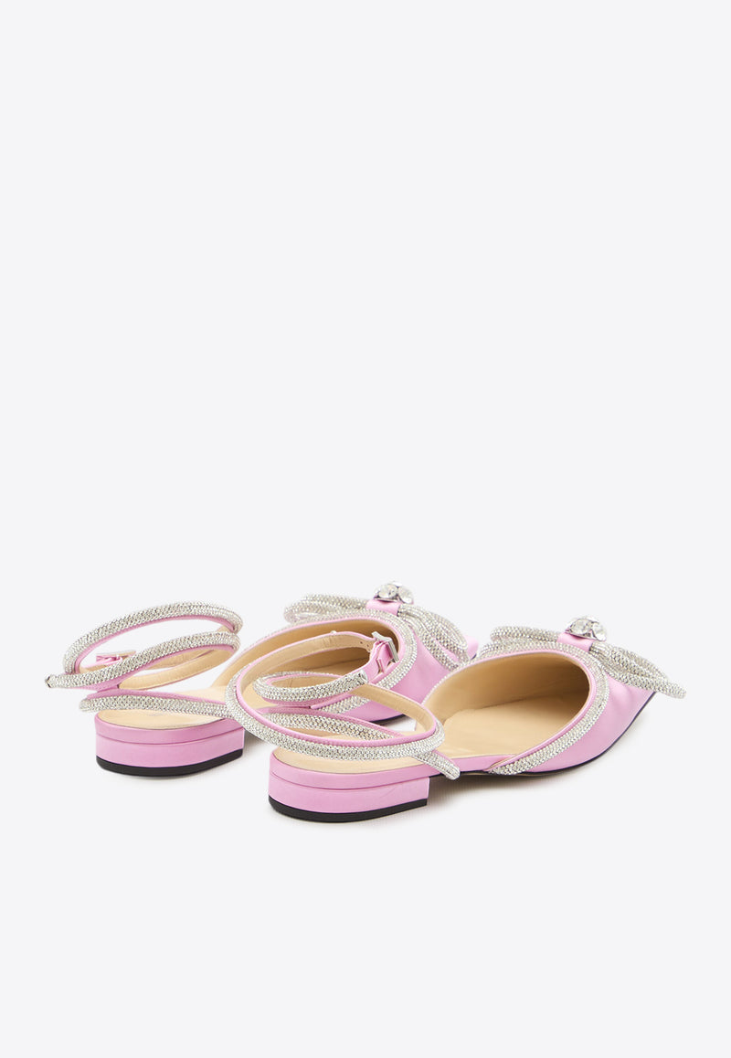 Mach 
Mach Double Bow Satin Slingback Flats Pink R24-S0017-CRP-922