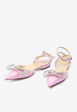 Mach 
Mach Double Bow Satin Slingback Flats Pink R24-S0017-CRP-922