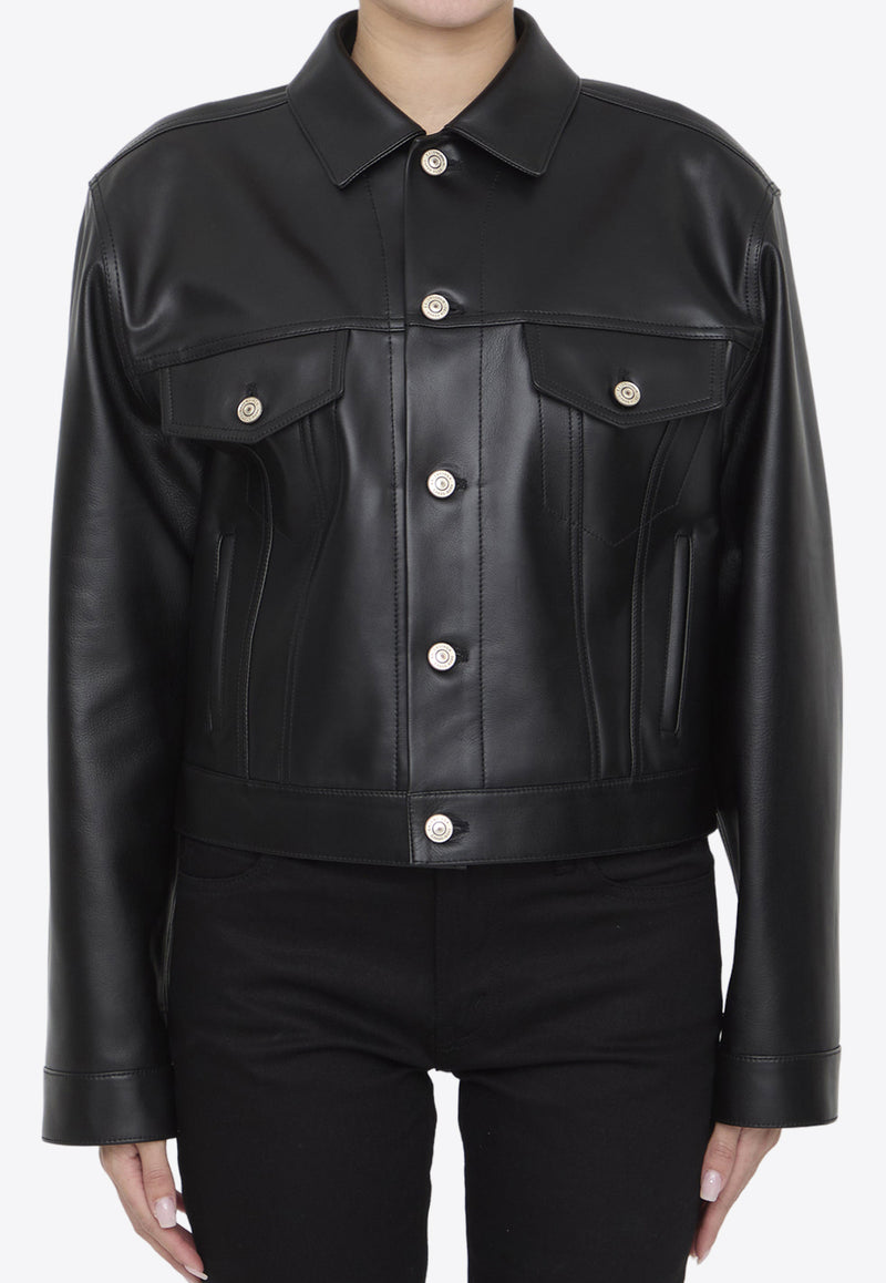 Balenciaga Cropped Leather Jacket Black 773439-TPS30-1000