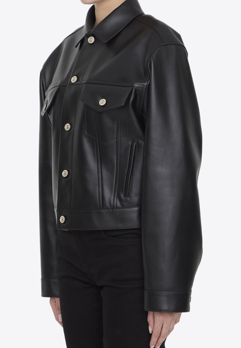 Balenciaga Cropped Leather Jacket Black 773439-TPS30-1000