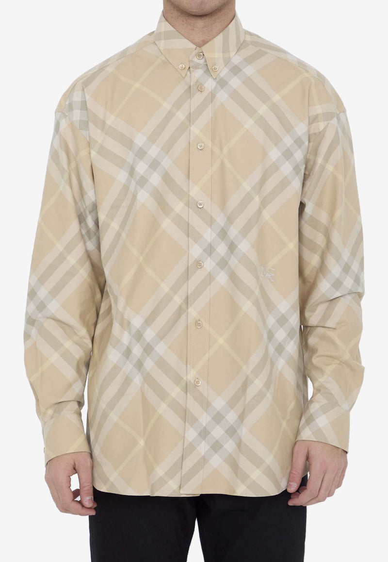 Burberry Checked Button-Down Shirt Beige 8082194--B8686