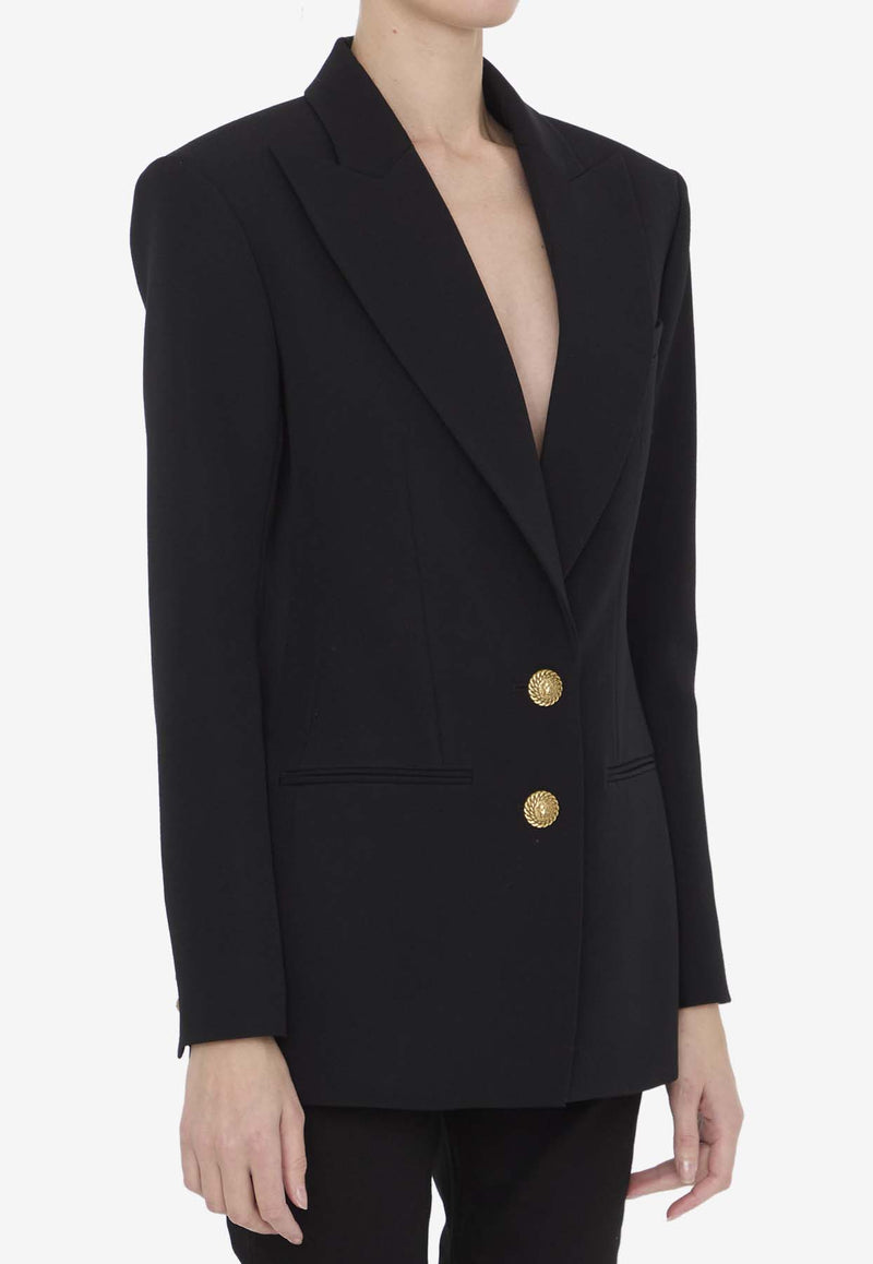 Balmain Single-Breasted Virgin Wool Blazer Black CF1SE055WC09--0PA