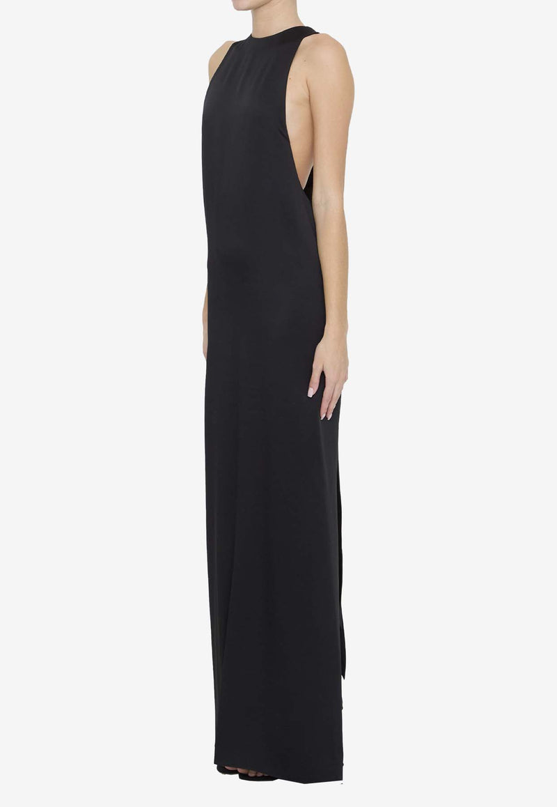 Saint Laurent Back-Tie Satin Crepe Dress 774959-Y3H12-1000