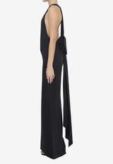 Saint Laurent Back-Tie Satin Crepe Dress 774959-Y3H12-1000