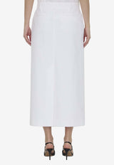 Valentino Compact Straight Midi Skirt  White 4B0RAB47-5DN-001