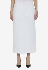 Valentino Compact Straight Midi Skirt  White 4B0RAB47-5DN-001