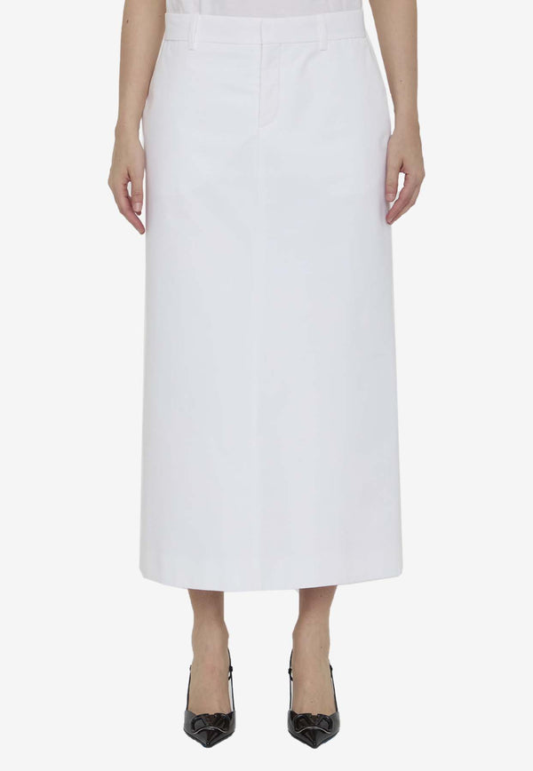 Valentino Compact Straight Midi Skirt  White 4B0RAB47-5DN-001