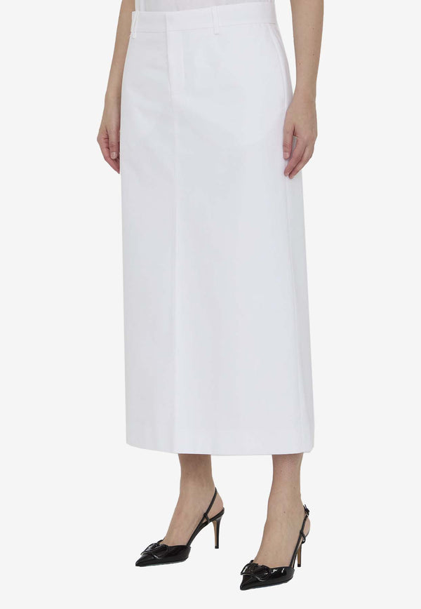 Valentino Compact Straight Midi Skirt  White 4B0RAB47-5DN-001