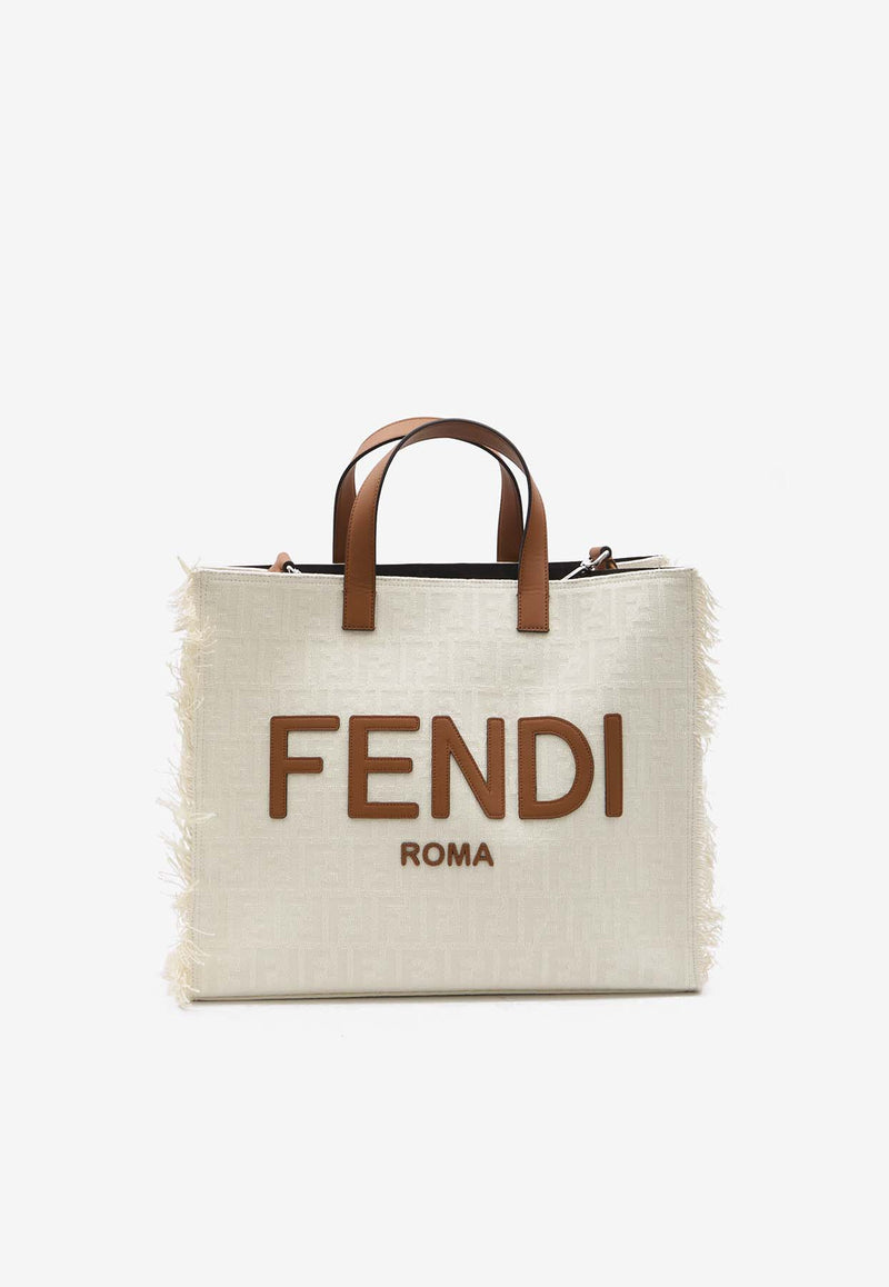 Fendi Large FF Jacquard Canvas Tote Bag White 7VA591-ARB2-F1DZP