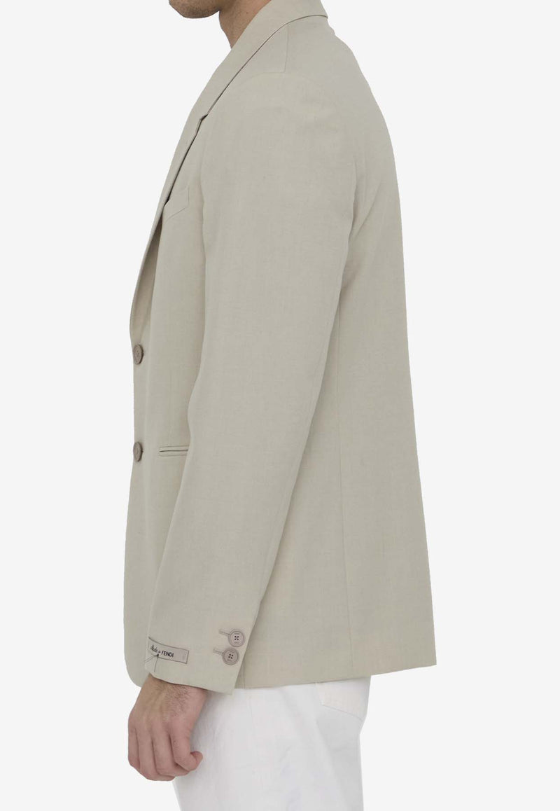 Fendi Single-Breasted Wool Jacket  Beige FJ0798-AR8T-F1MTE