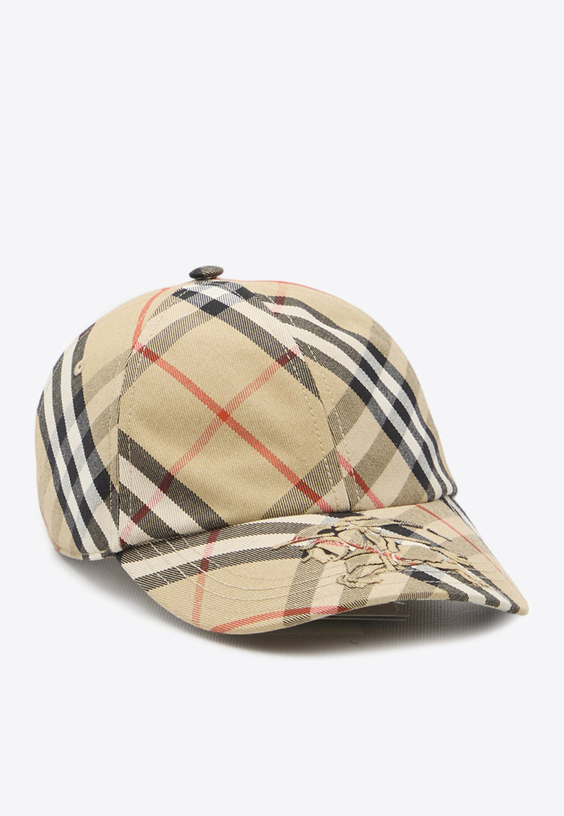 Burberry EDK Checked Baseball Cap 8085723--A2021 Beige