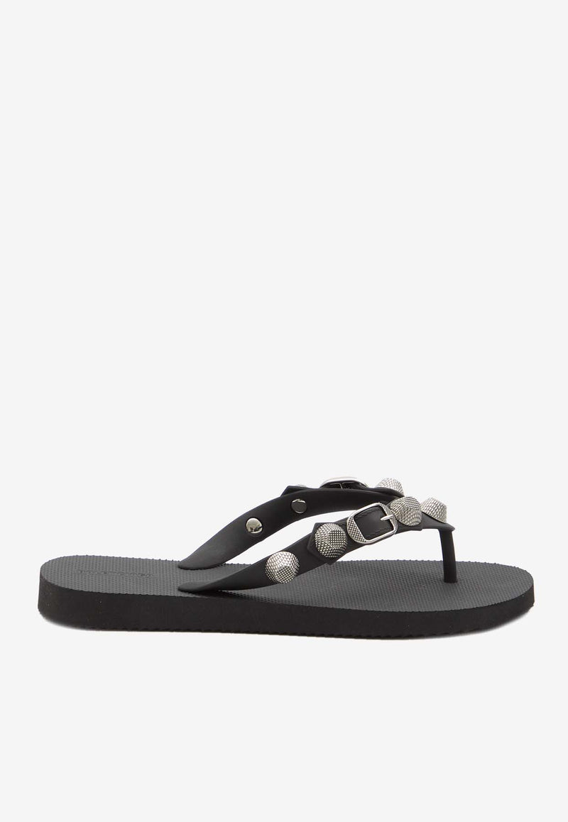 Balenciaga Cagole Studded Flip Flops Black 784853-W1TA2-1081