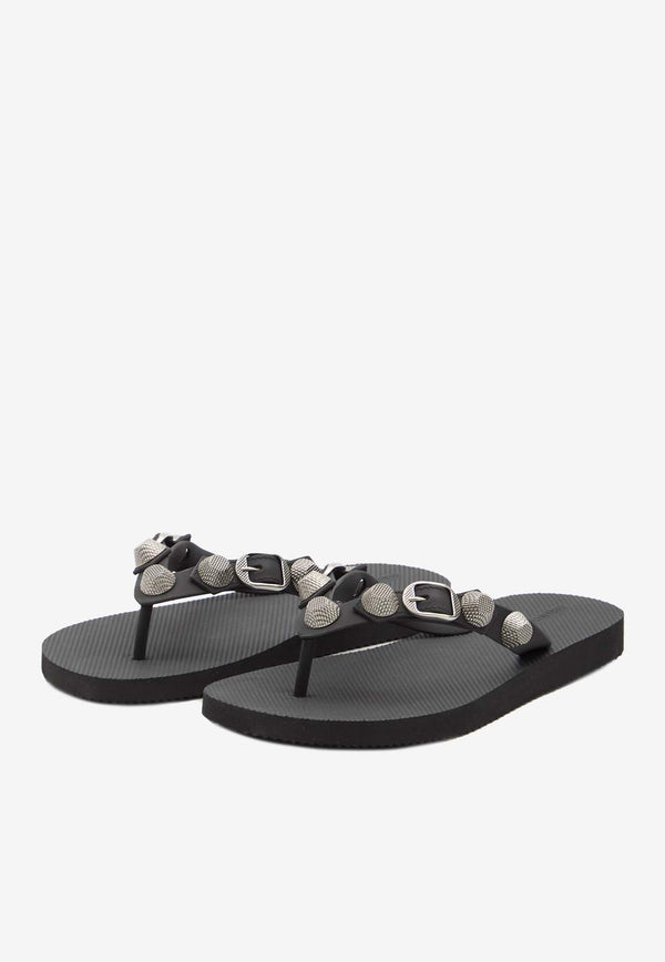 Balenciaga Cagole Studded Flip Flops Black 784853-W1TA2-1081