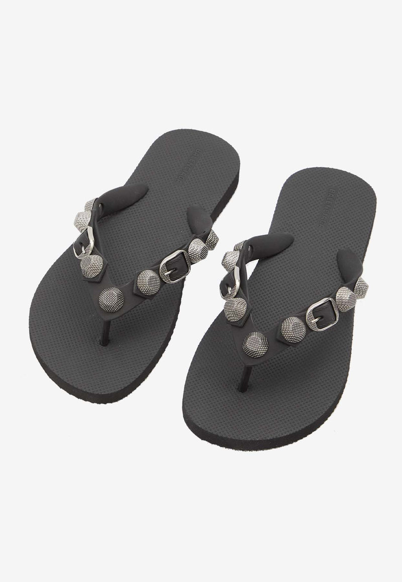 Balenciaga Cagole Studded Flip Flops Black 784853-W1TA2-1081