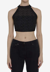 Balmain PB Labyrinth Knit Crop Top DF1AB026-KG96-EAC Black