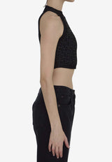 Balmain PB Labyrinth Knit Crop Top DF1AB026-KG96-EAC Black