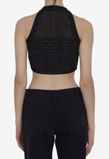 Balmain PB Labyrinth Knit Crop Top DF1AB026-KG96-EAC Black