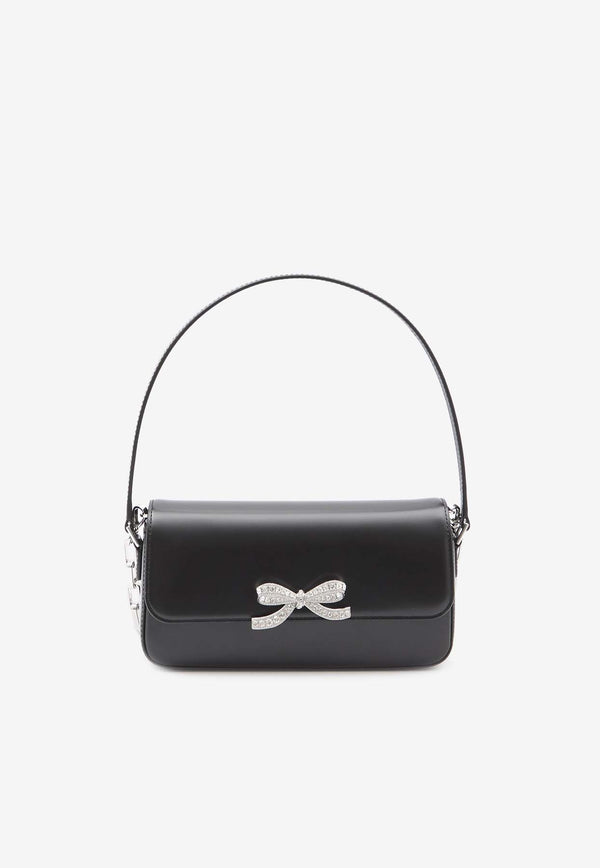 Self-Portrait Crystal-Embellished Bow Baguette Bag PF24309R--NERO Black