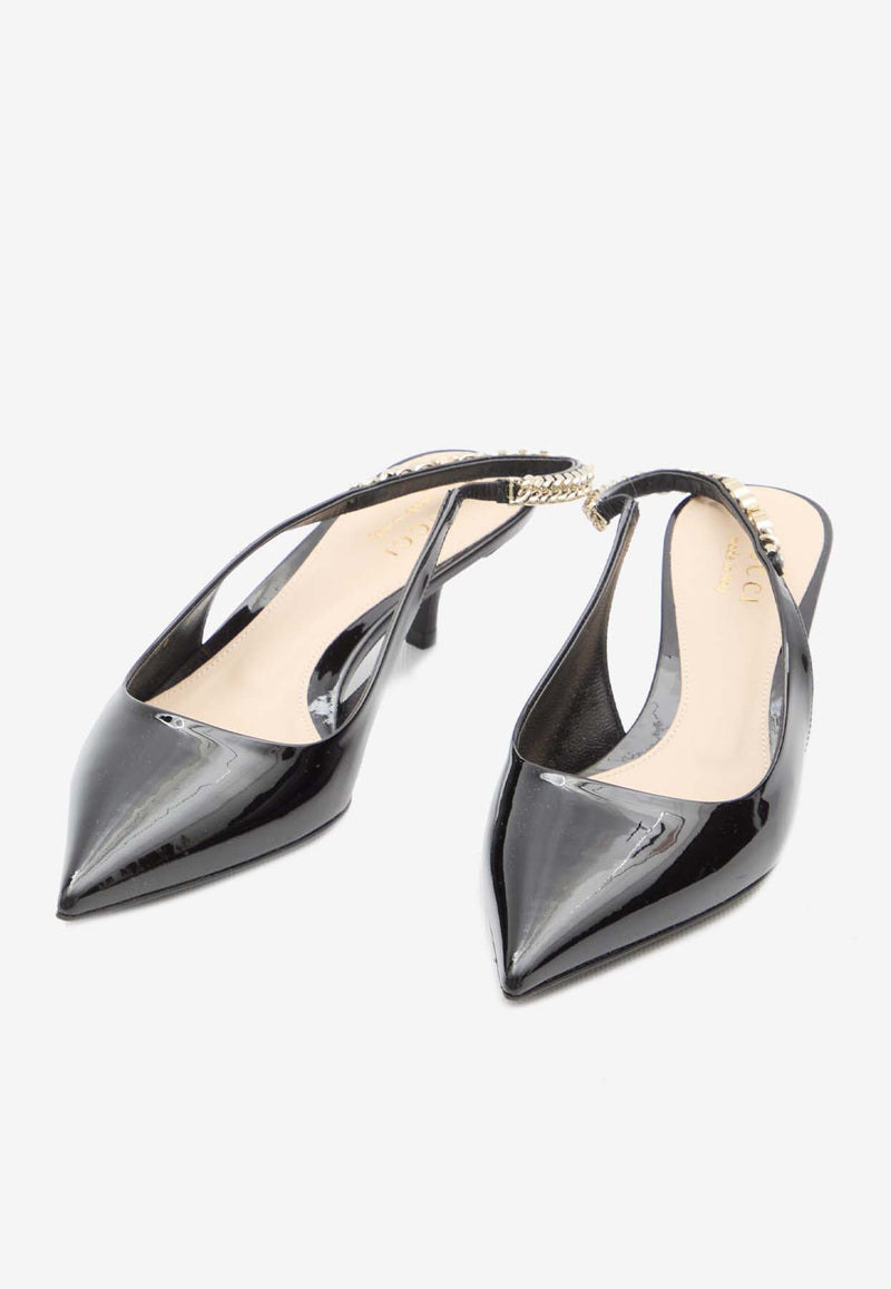 Gucci Signoria 45 Slingback Pumps in Patent Leather 782832-BNC80-1000 Black