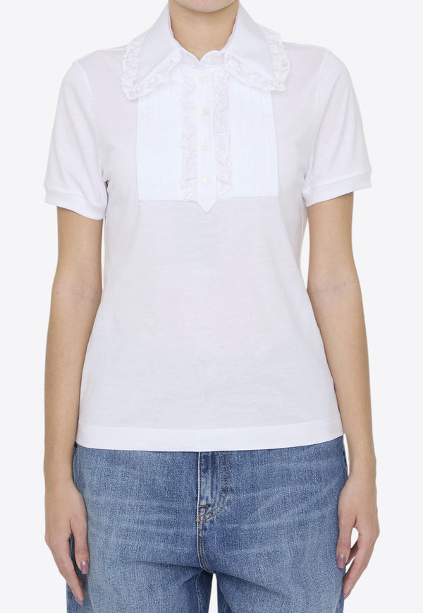 Dolce 
Gabbana Lace-Inserts Polo T-shirts White F8V05T-GDCH6-W0800