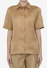 Max Mara Acanto Short-Sleeved Silk Shirt Brown 2411111133-600-004