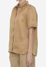 Max Mara Acanto Short-Sleeved Silk Shirt Brown 2411111133-600-004