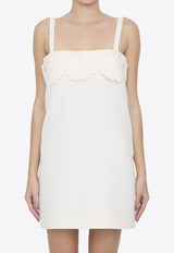 Valentino Floral Appliqué Crepe Mini Dress White 4B0VA805-1CF-A03